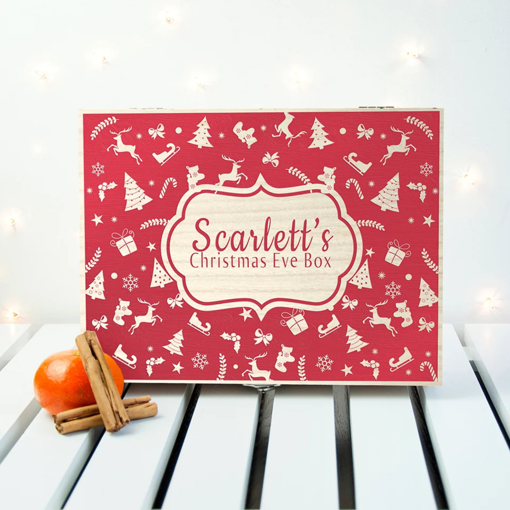 Personalised Festive Pattern Christmas Eve Box