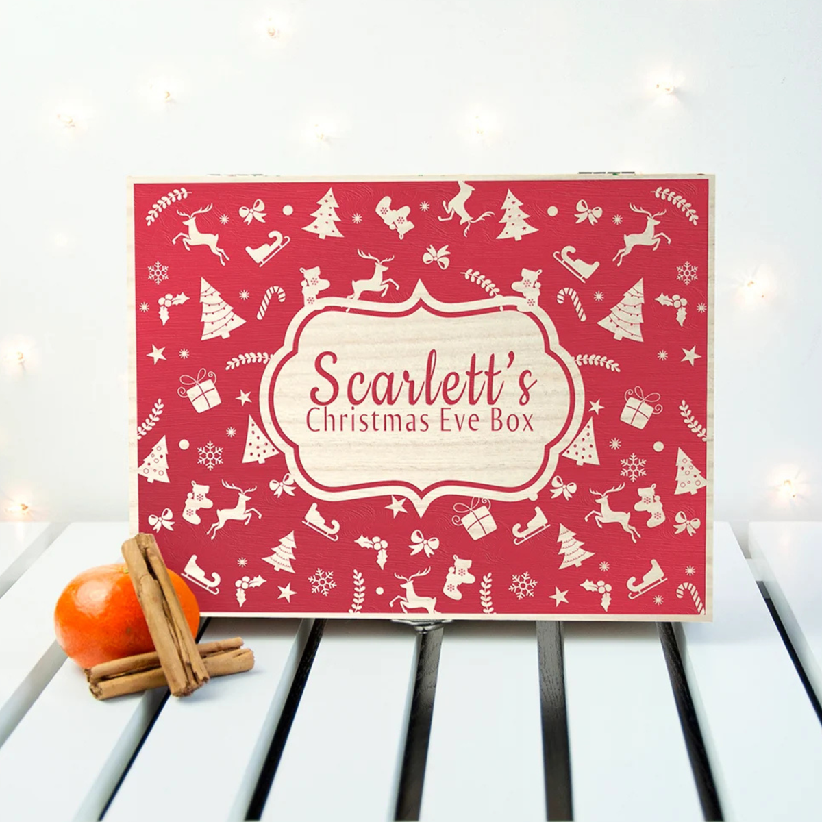 Personalised Festive Pattern Christmas Eve Box