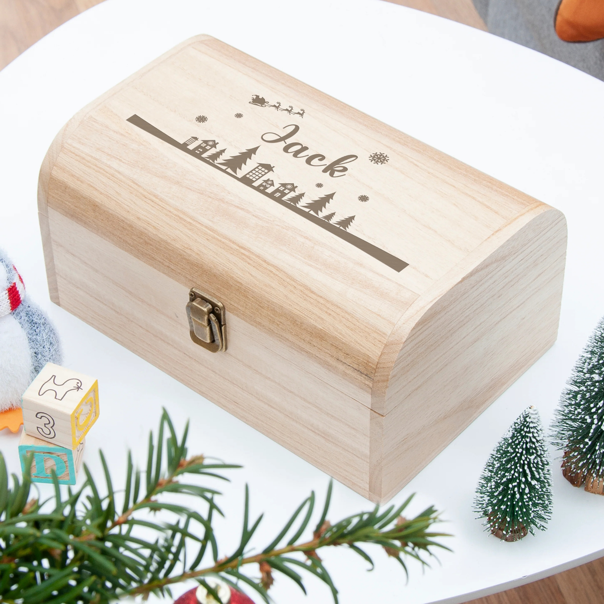Personalised Christmas Scene Keepsake Chest