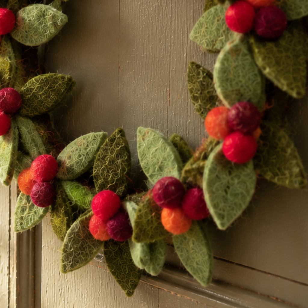 Handmade Felt Christmas Berry Wreath