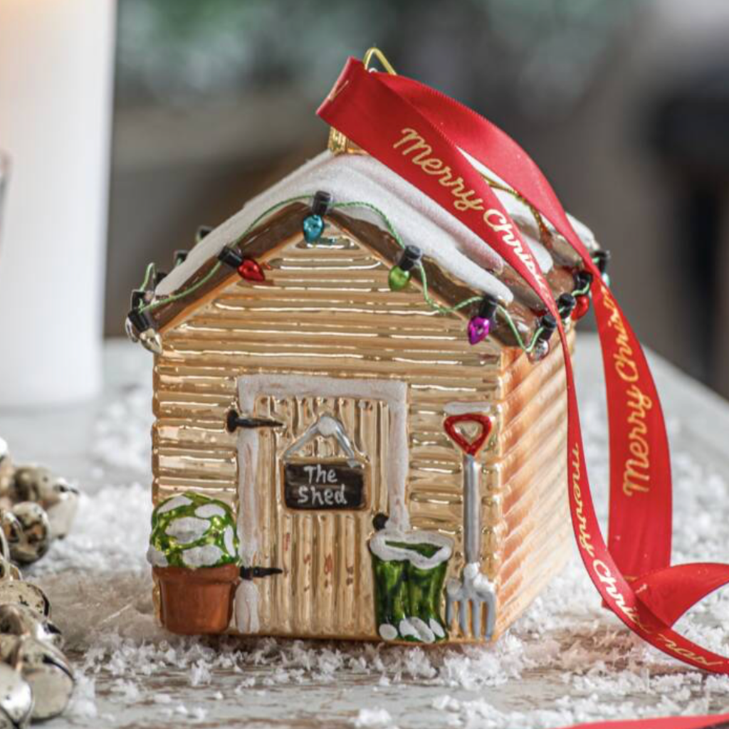 Personalised Garden Shed Glass Christmas Bauble