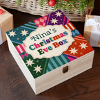 Personalised Colourful Geometric Stars Christmas Eve Box