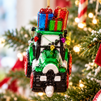 Festive Green Tractor with Presents Christmas Bauble
