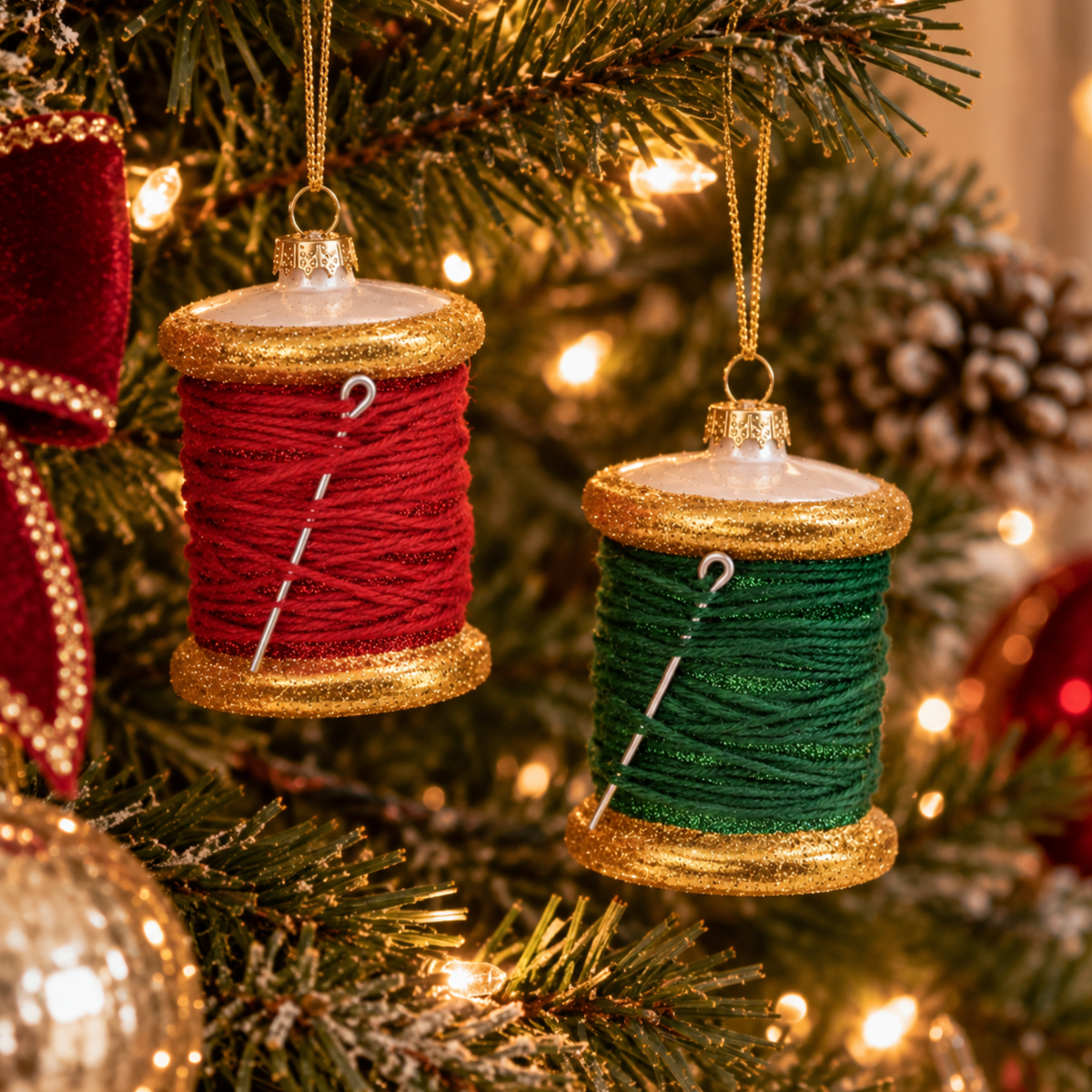 Thread Spool Glass Christmas Bauble