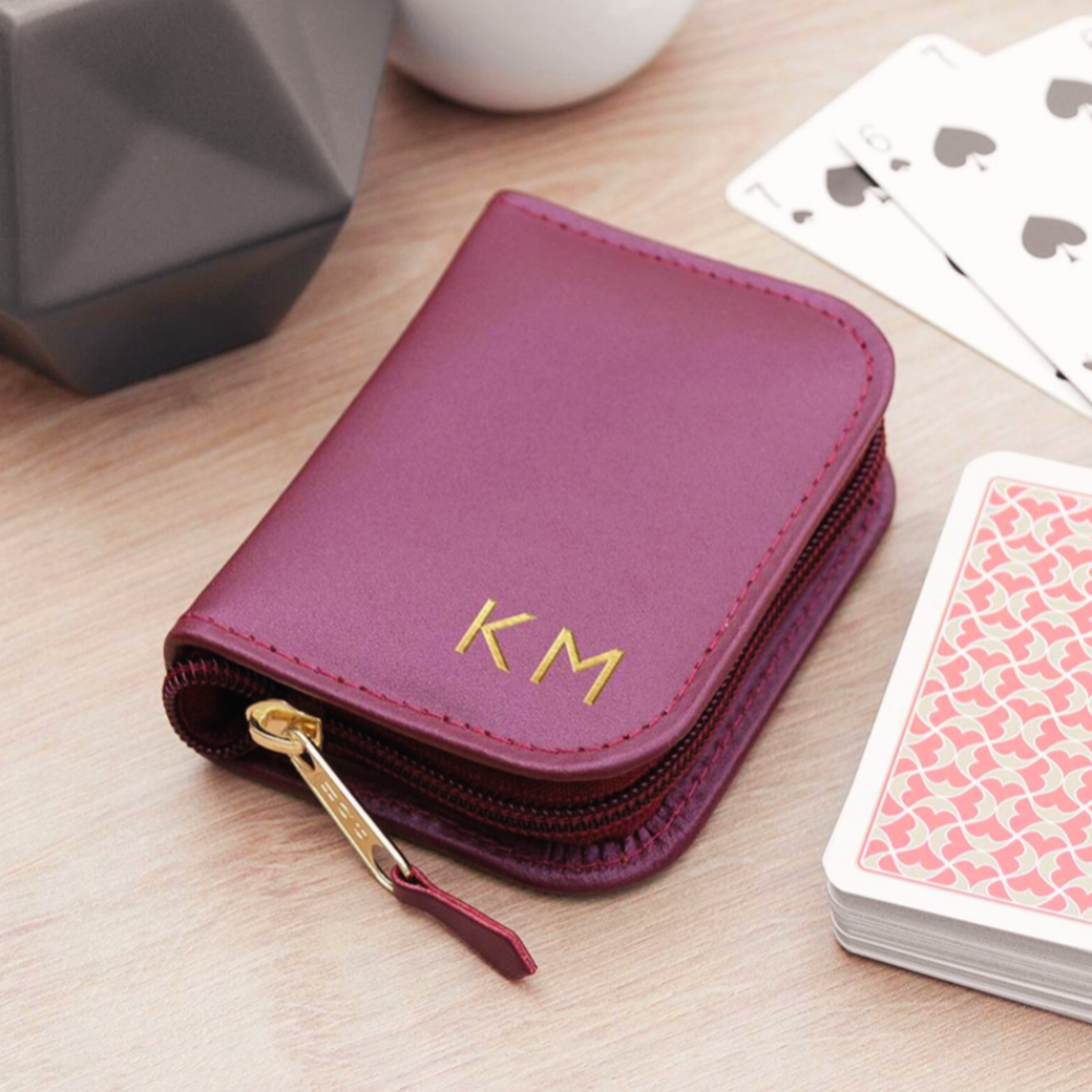 Personalised Leather Playing Card Case