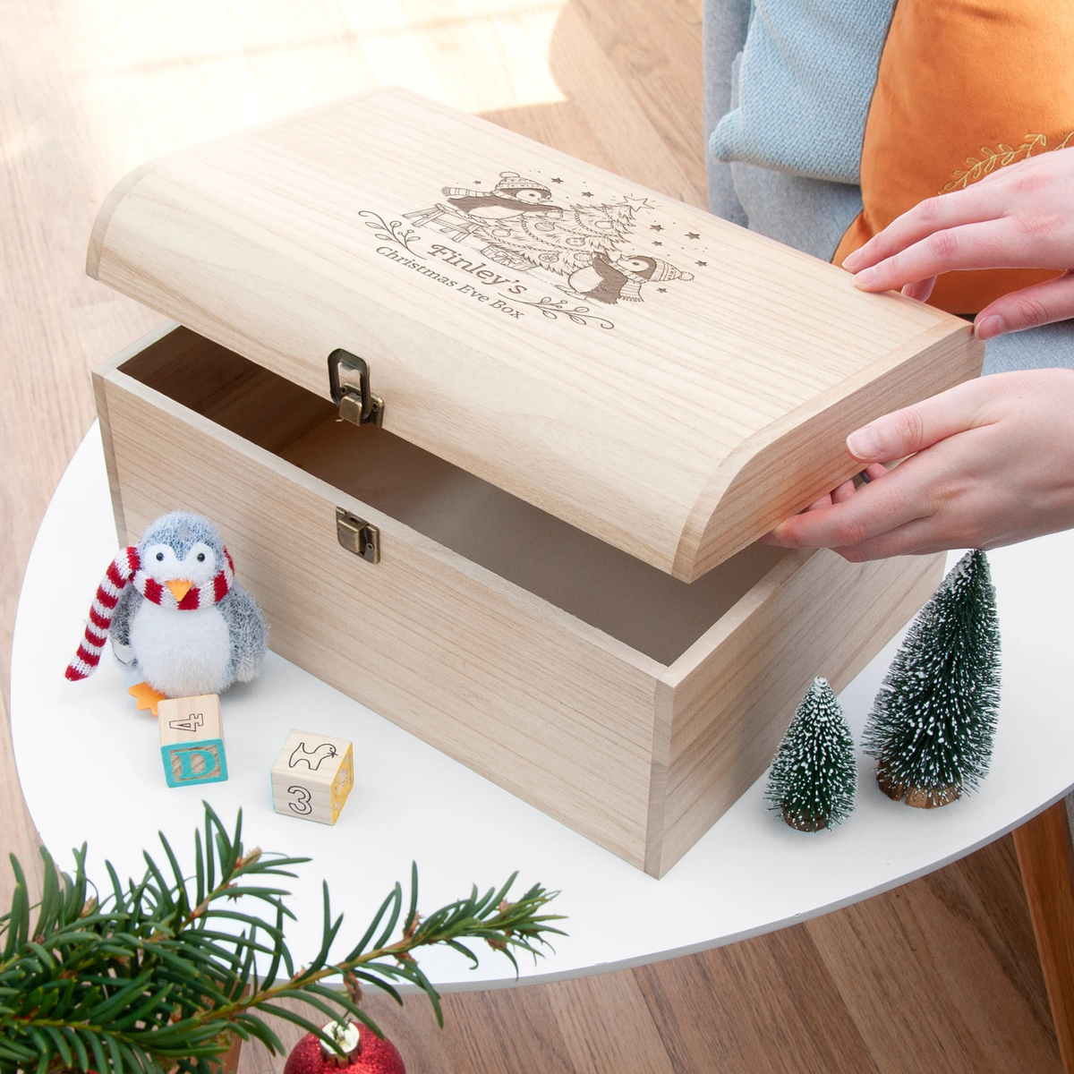 Personalised Festive Penguins Christmas Eve Box