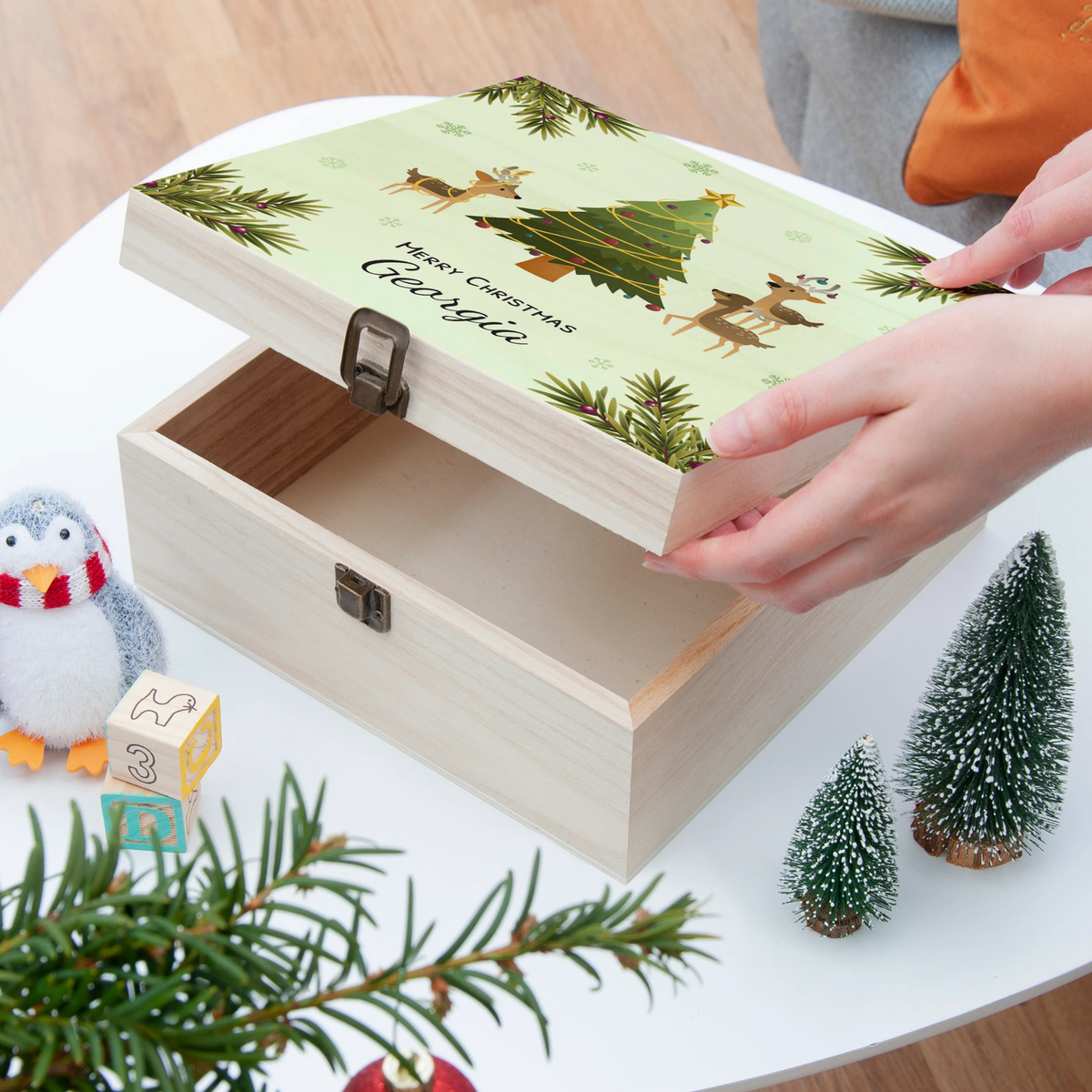 Personalised Playing Reindeers Christmas Eve Box