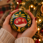Hand Painted Mushroom Papier-Mâché Christmas Bauble