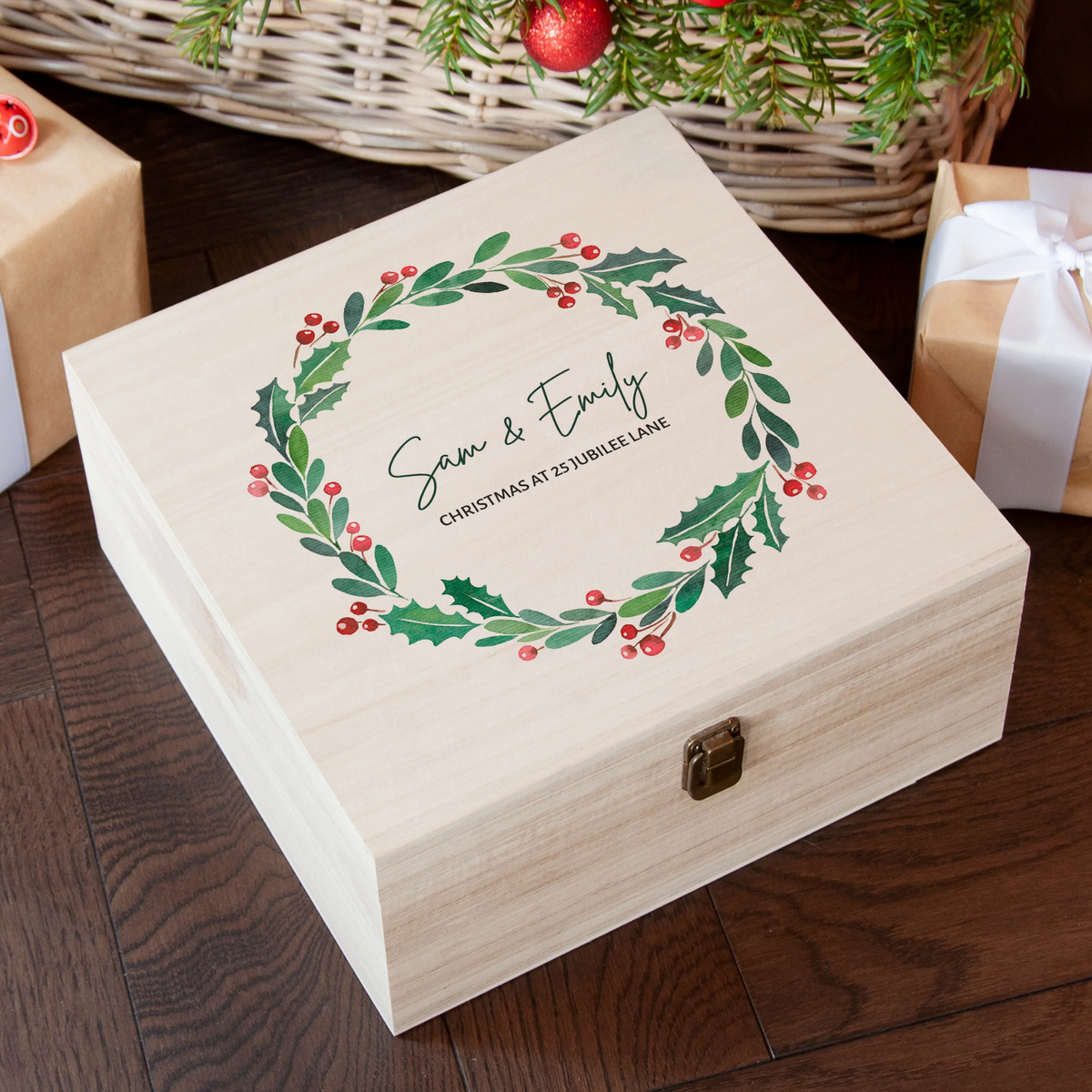 Personalised Couple's Wreath Christmas Eve Box