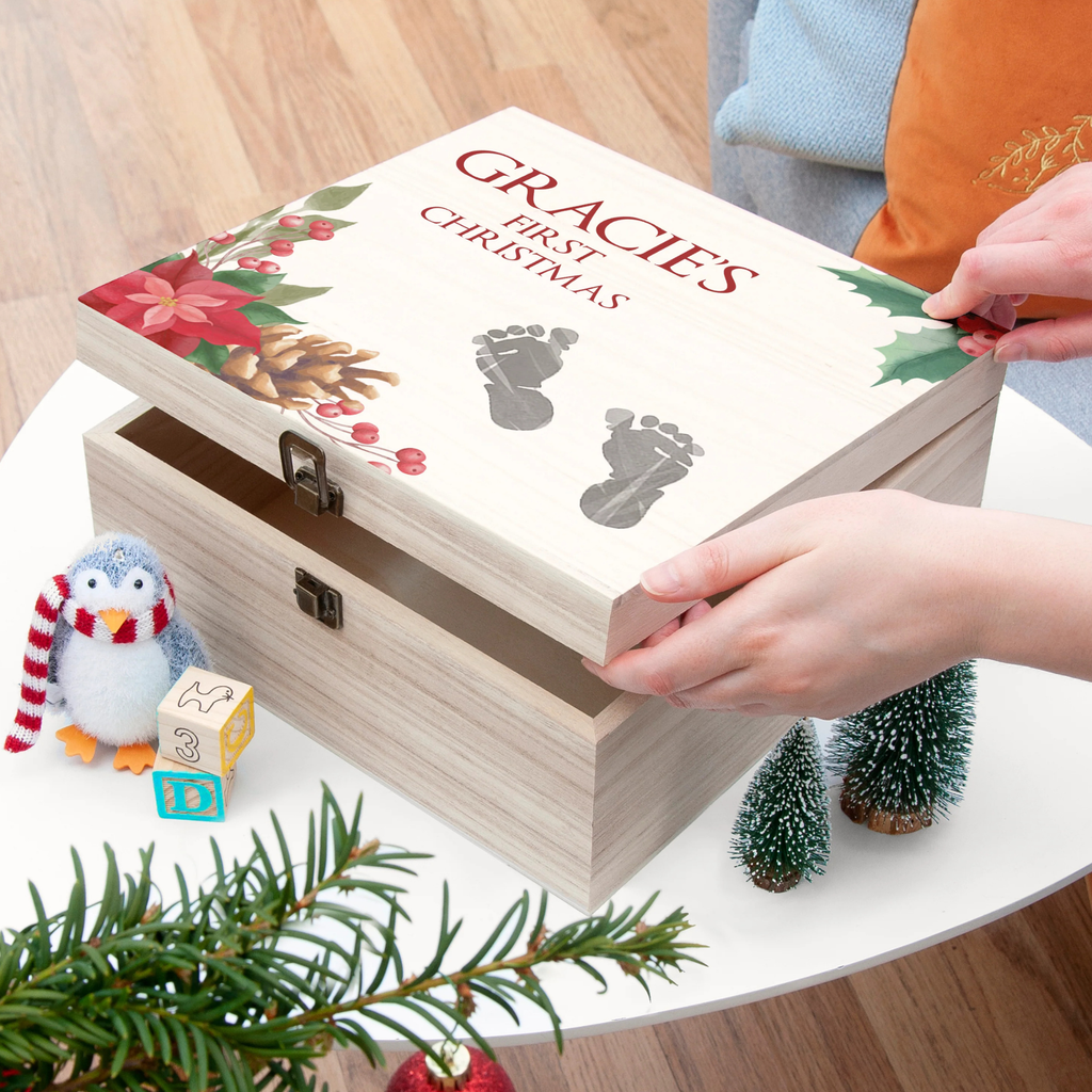 Personalised Baby's First Christmas Memento Box