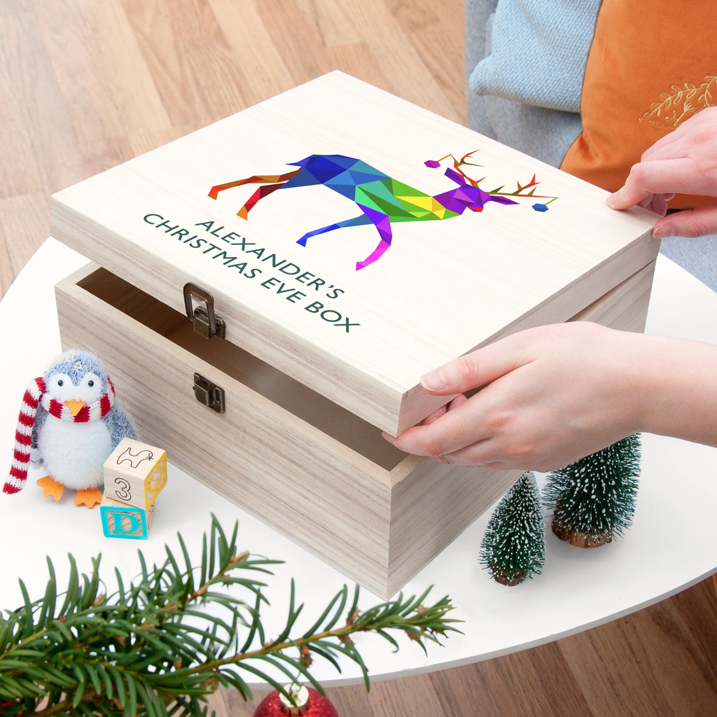 Personalised Geometric Reindeer Christmas Eve Box