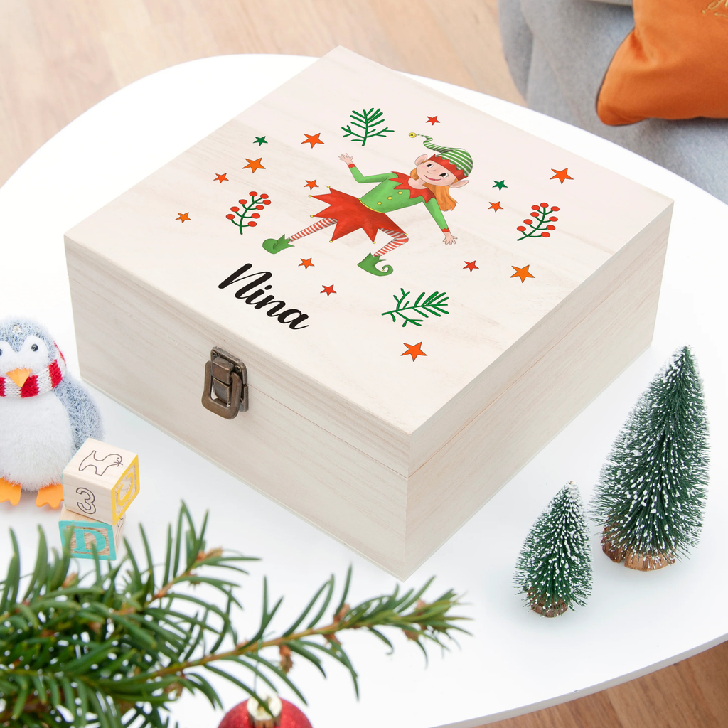 Personalised Girl Elf Christmas Eve Box