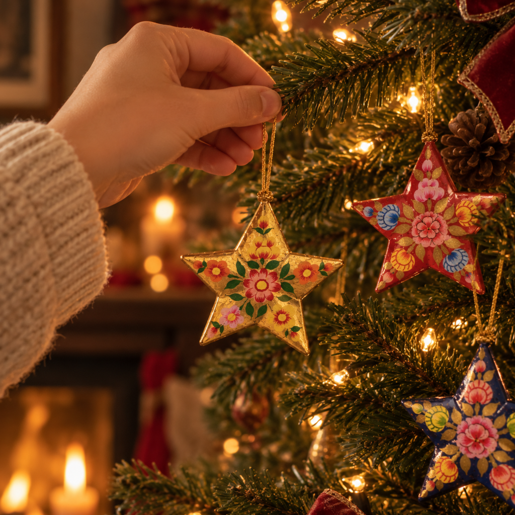 Kashmiri Floral Star Christmas Bauble