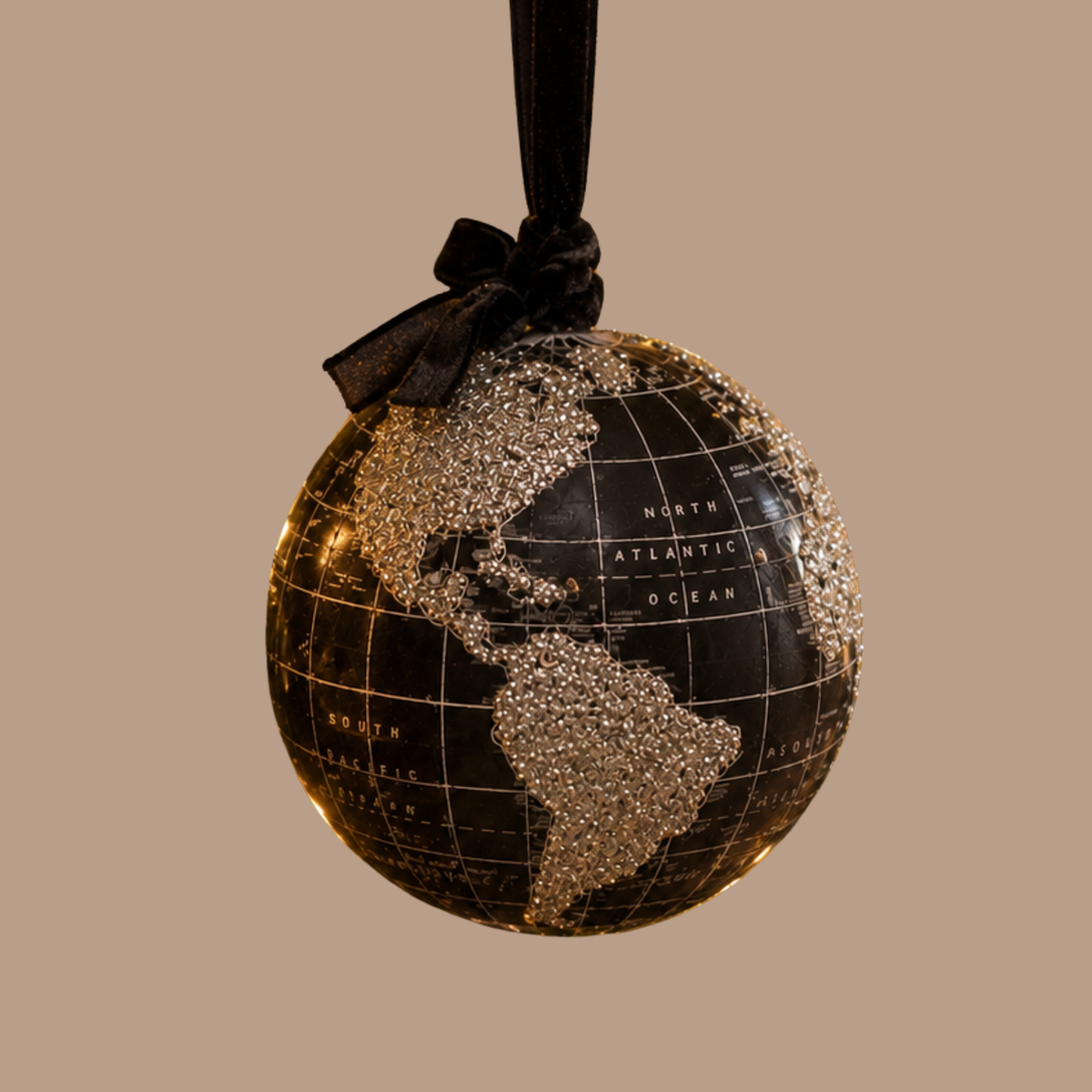 Black and Silver Globe Christmas Bauble