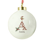 Personalised Initial Little Robin Bauble