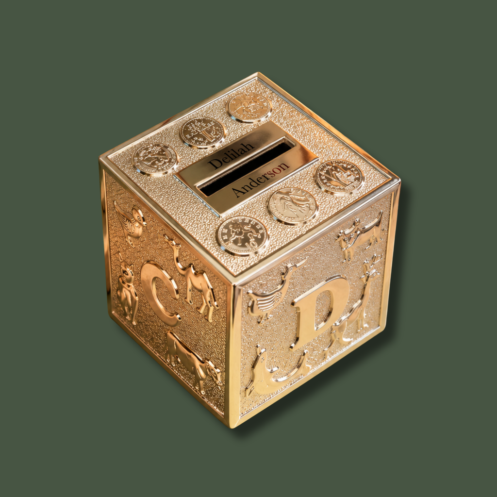 Personalised Silver Plated ABC Baby Money Box