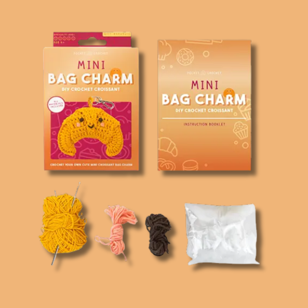 Mini Croissant DIY Crochet Bag Charm Kit