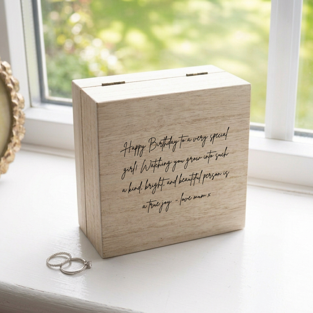 Personalised Birth Flower Wooden Jewellery Box