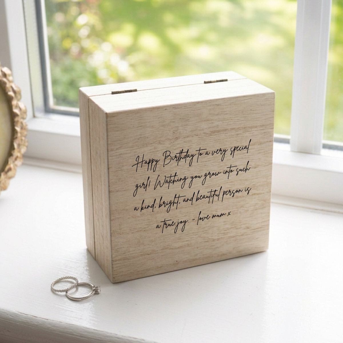 Personalised Birth Flower Wooden Jewellery Box