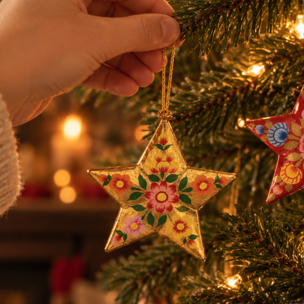 Kashmiri Floral Star Christmas Bauble