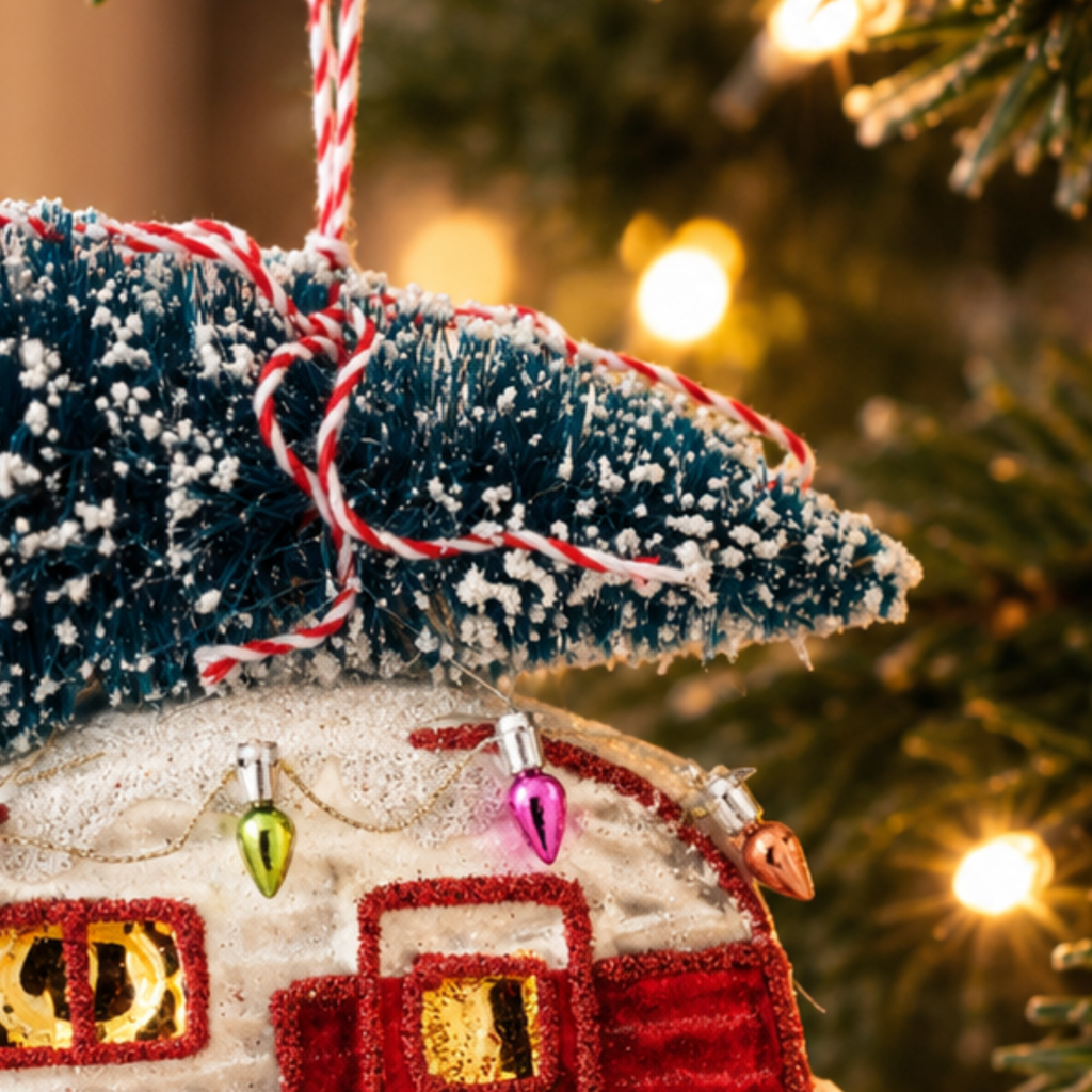 Red Caravan Glass Christmas Bauble