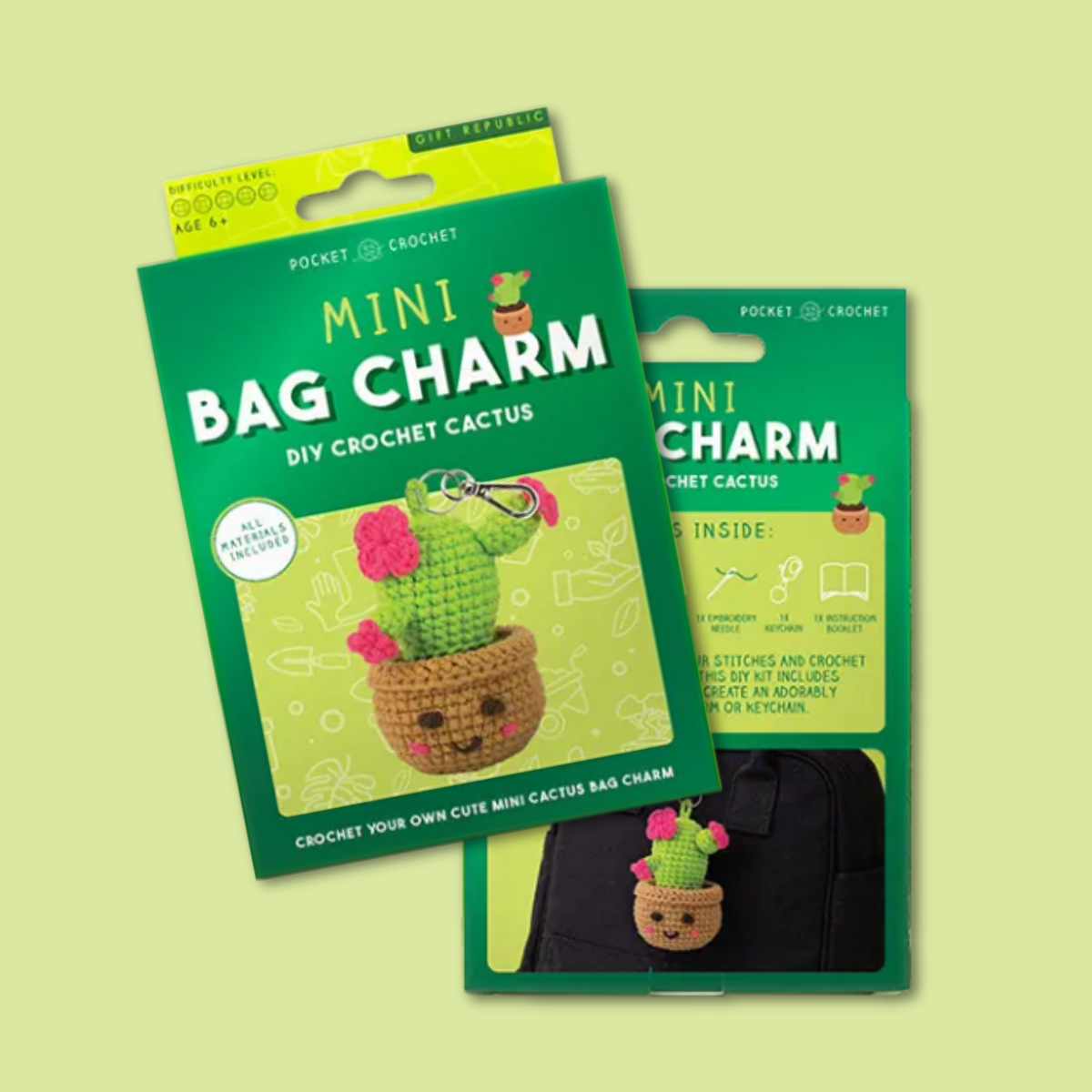 Mini Cactus DIY Crochet Bag Charm Kit