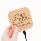 Personalised Bamboo Wireless Phone Charger