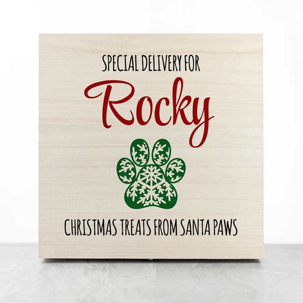 Personalised Pet Paw Christmas Treats Box