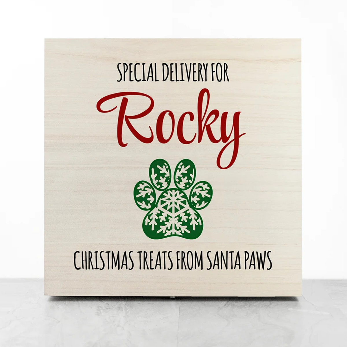 Personalised Pet Paw Christmas Treats Box