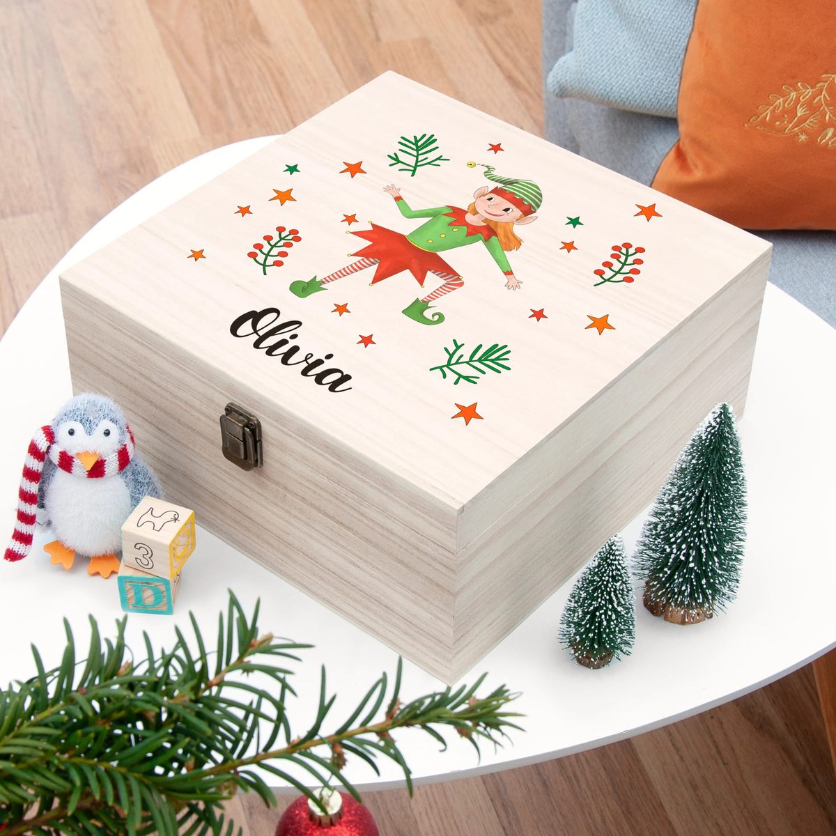 Personalised Girl Elf Christmas Eve Box