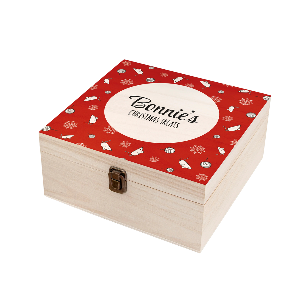 Personalised Cat Treats Christmas Box