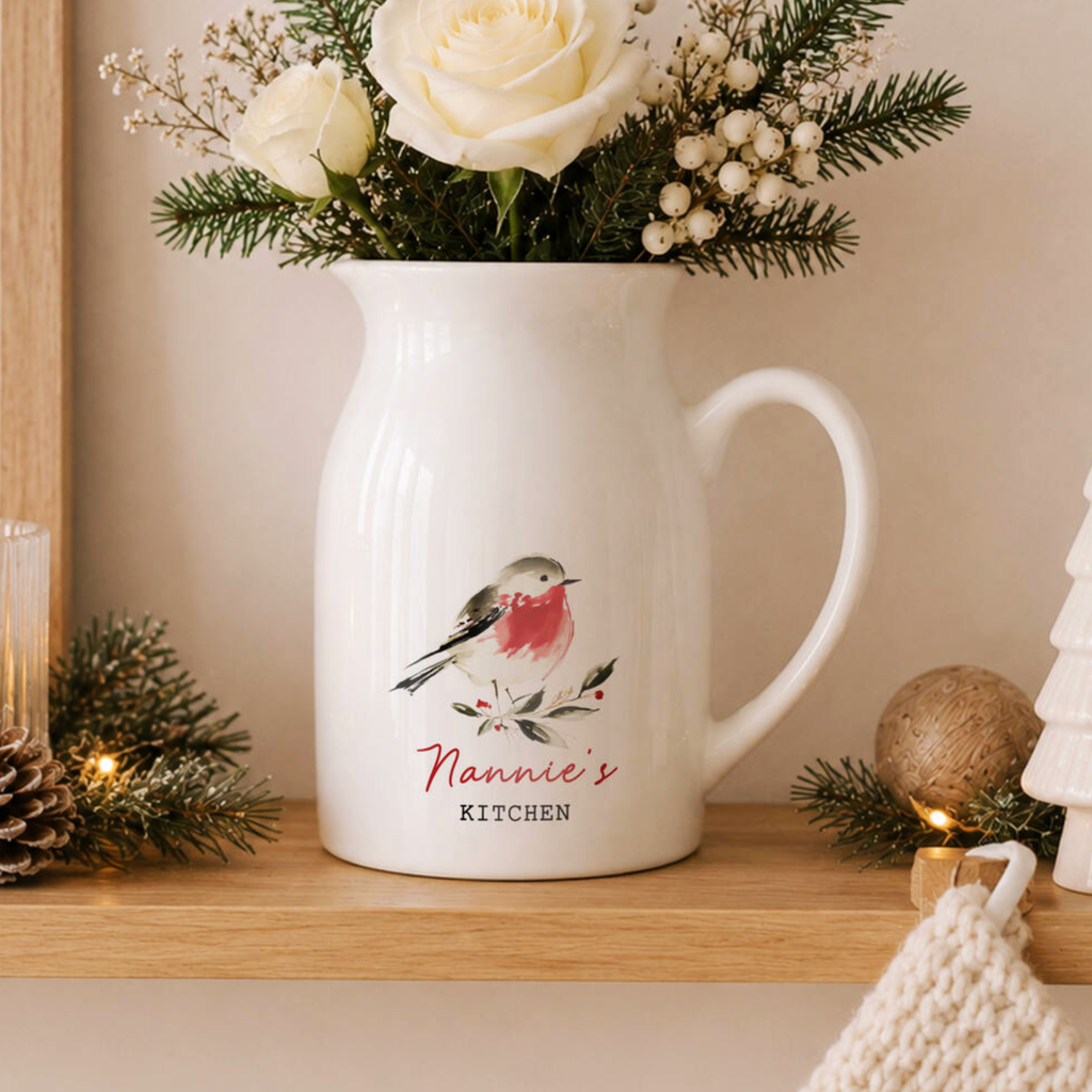 Personalised Christmas Robin Vase