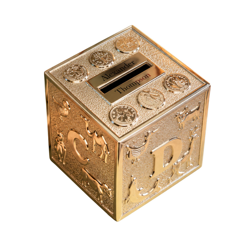 Personalised Silver Plated ABC Baby Money Box