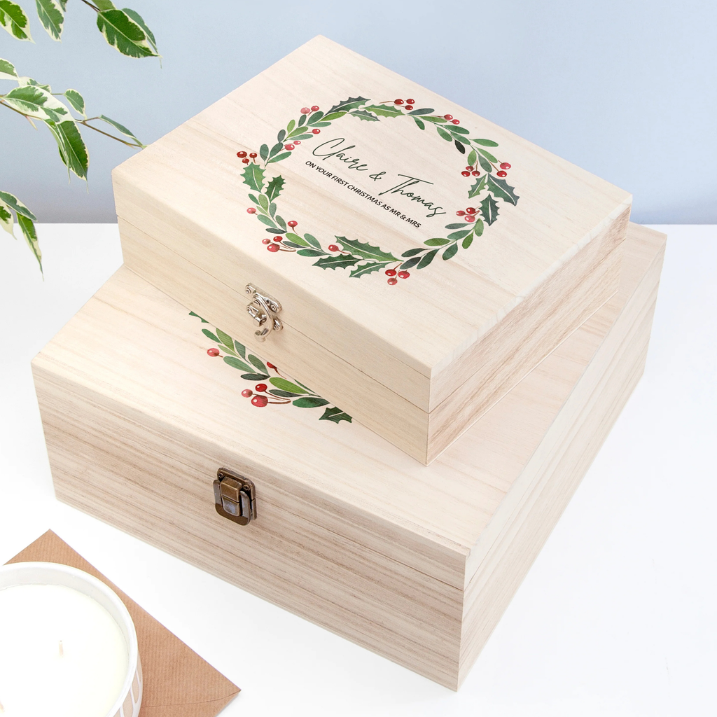 Personalised Couple's Wreath Christmas Eve Box