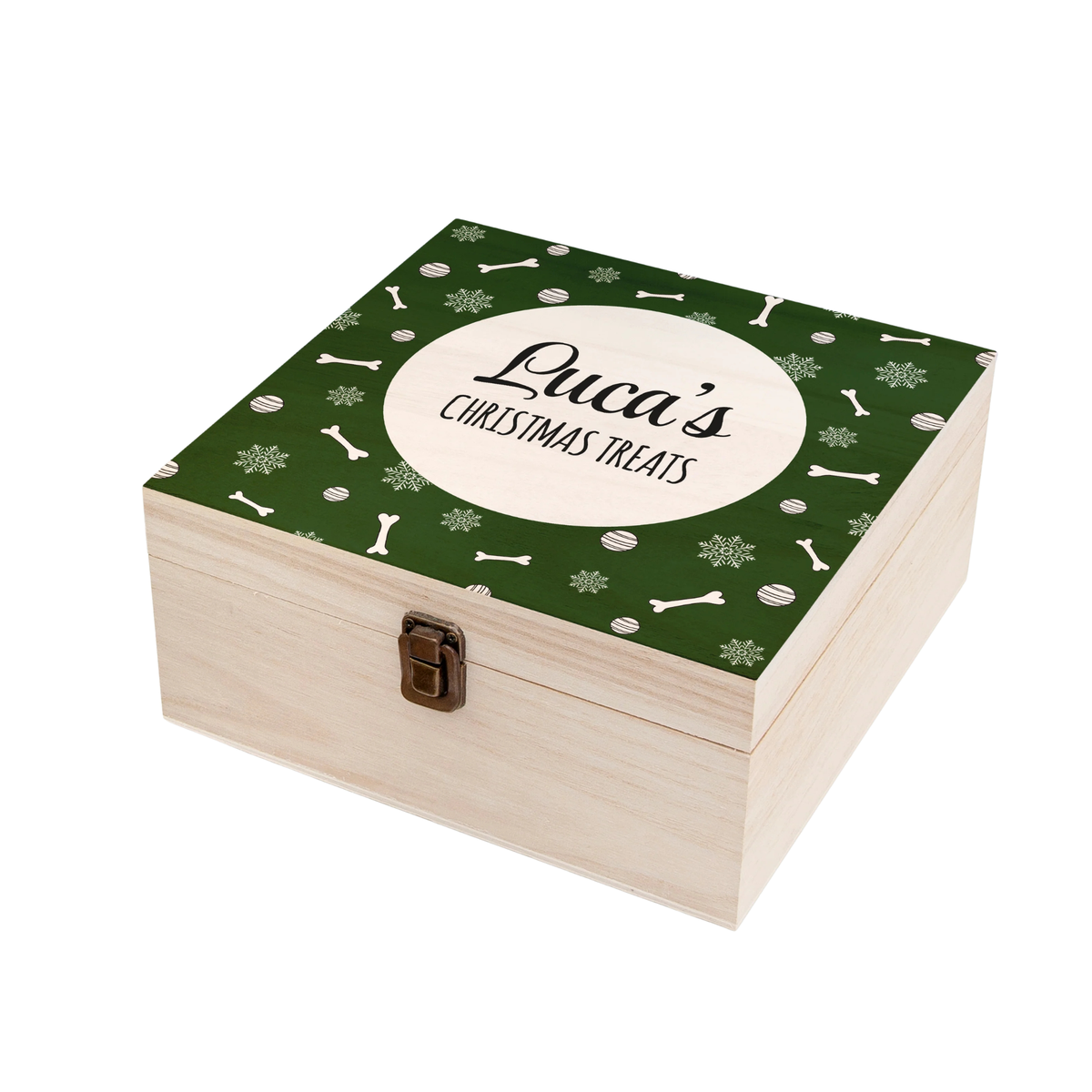 Personalised Dog Christmas Treats Wooden Box