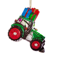 Festive Green Tractor with Presents Christmas Bauble
