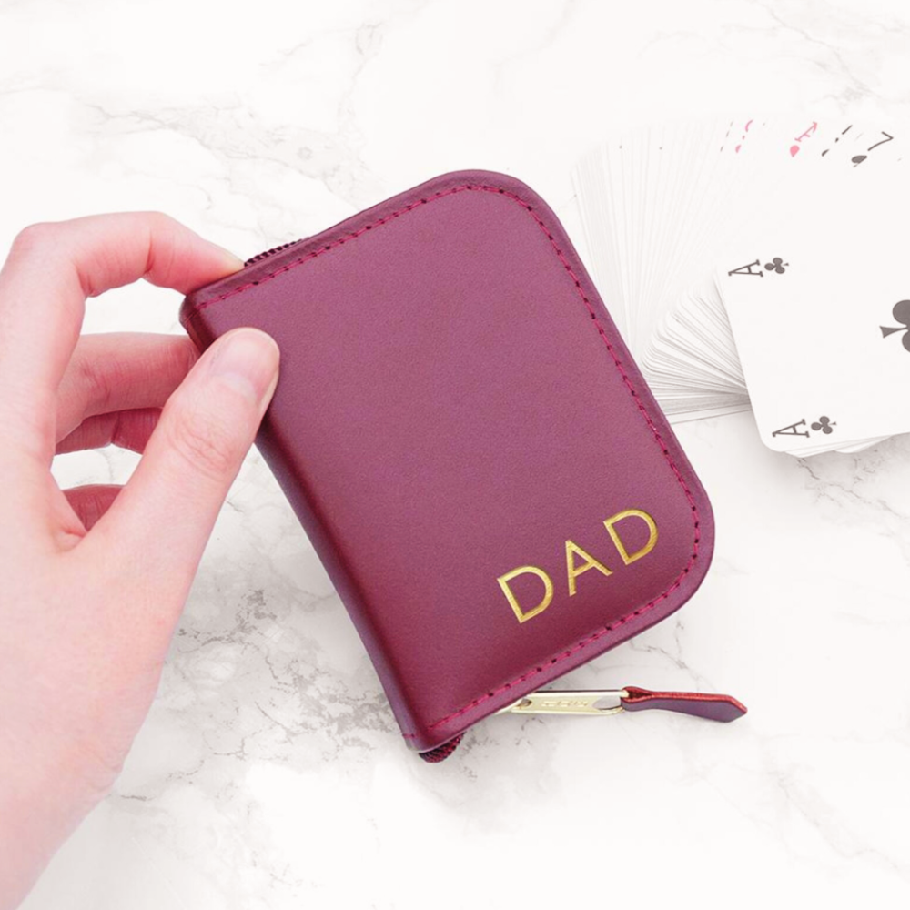 Personalised Leather Playing Card Case