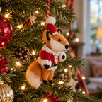 Handmade Felt Santa Fox Christmas Decoration