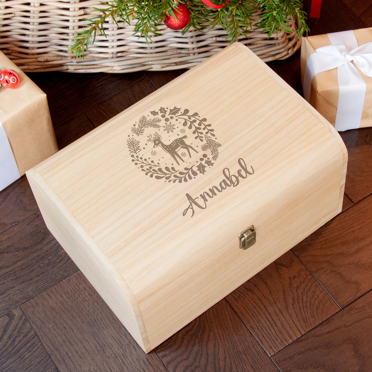 Personalised Christmas Woodland Keepsake Chest