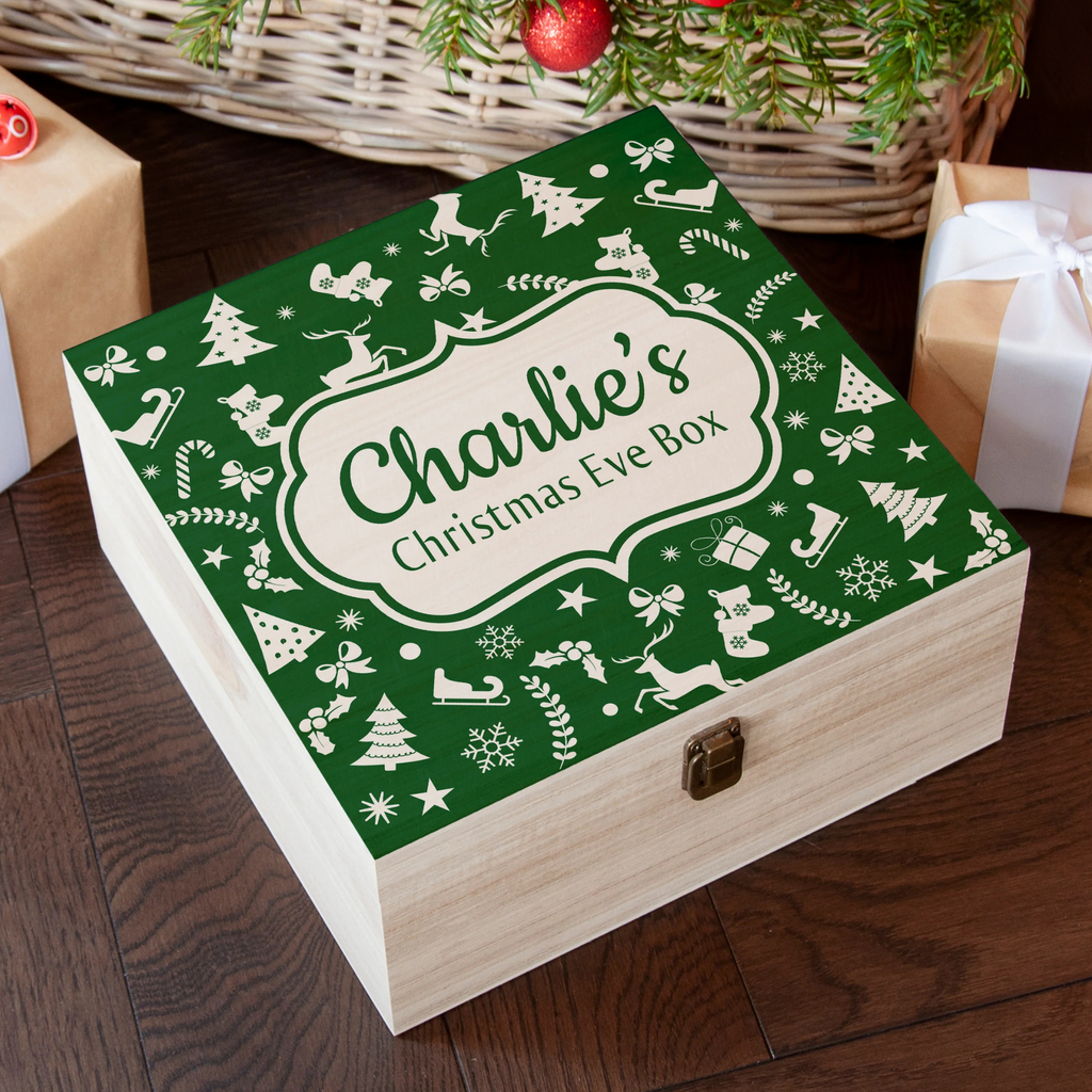 Personalised Festive Pattern Christmas Eve Box