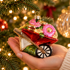 Personalised Ribbon Glass Wheelbarrow Christmas Bauble