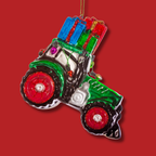 Festive Green Tractor with Presents Christmas Bauble