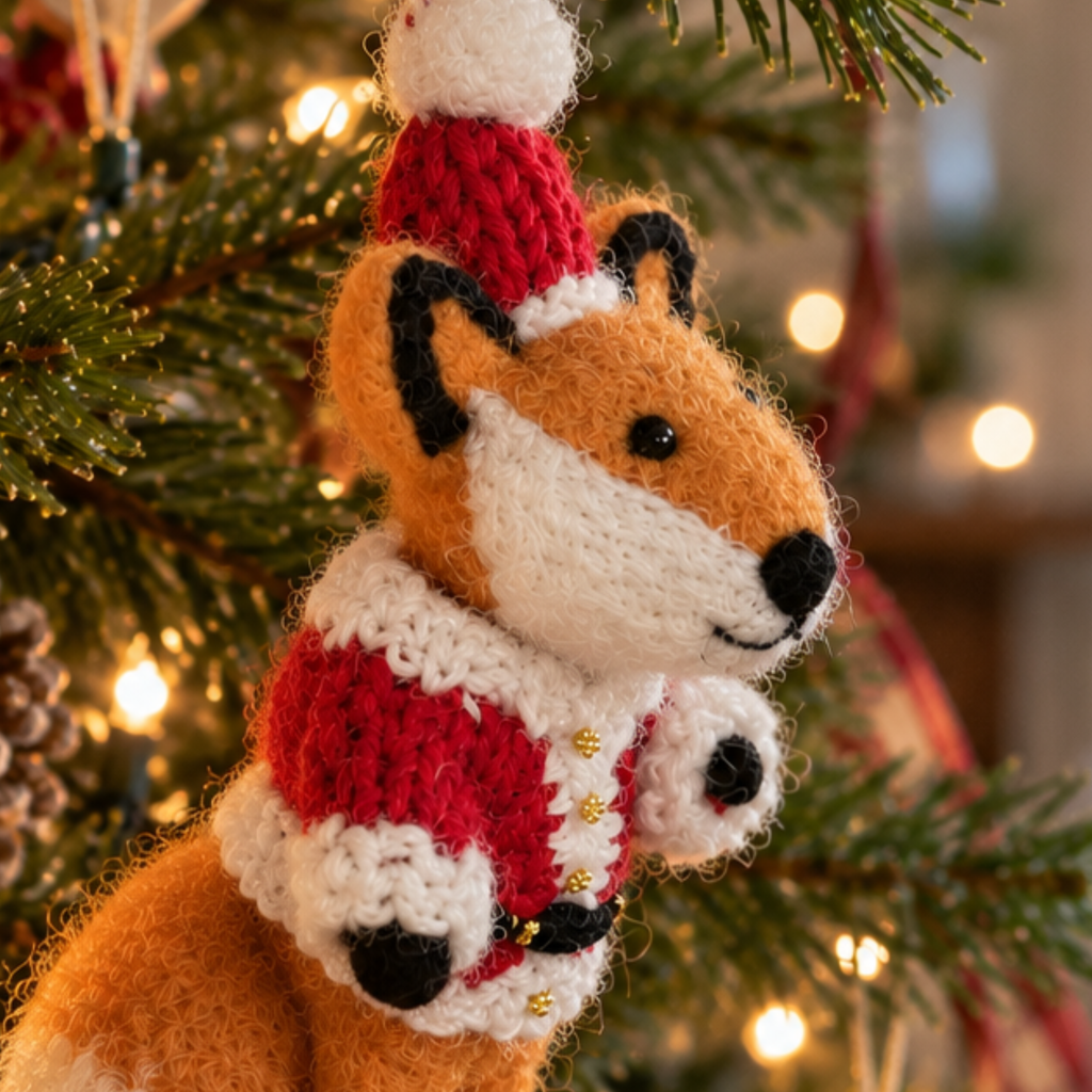 Handmade Felt Santa Fox Christmas Decoration