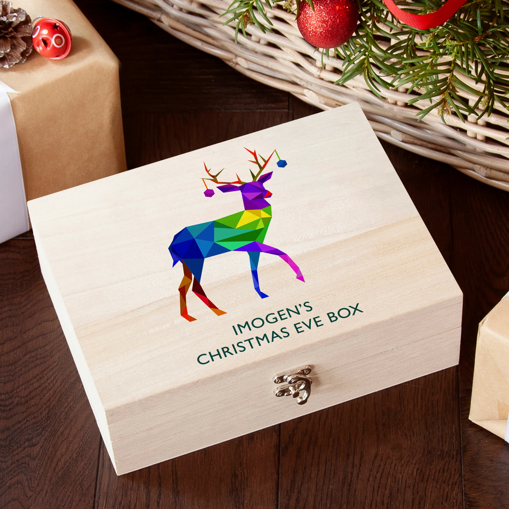 Personalised Geometric Reindeer Christmas Eve Box