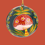 Hand Painted Mushroom Papier-Mâché Christmas Bauble