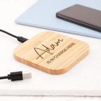 Personalised Bamboo Wireless Phone Charger