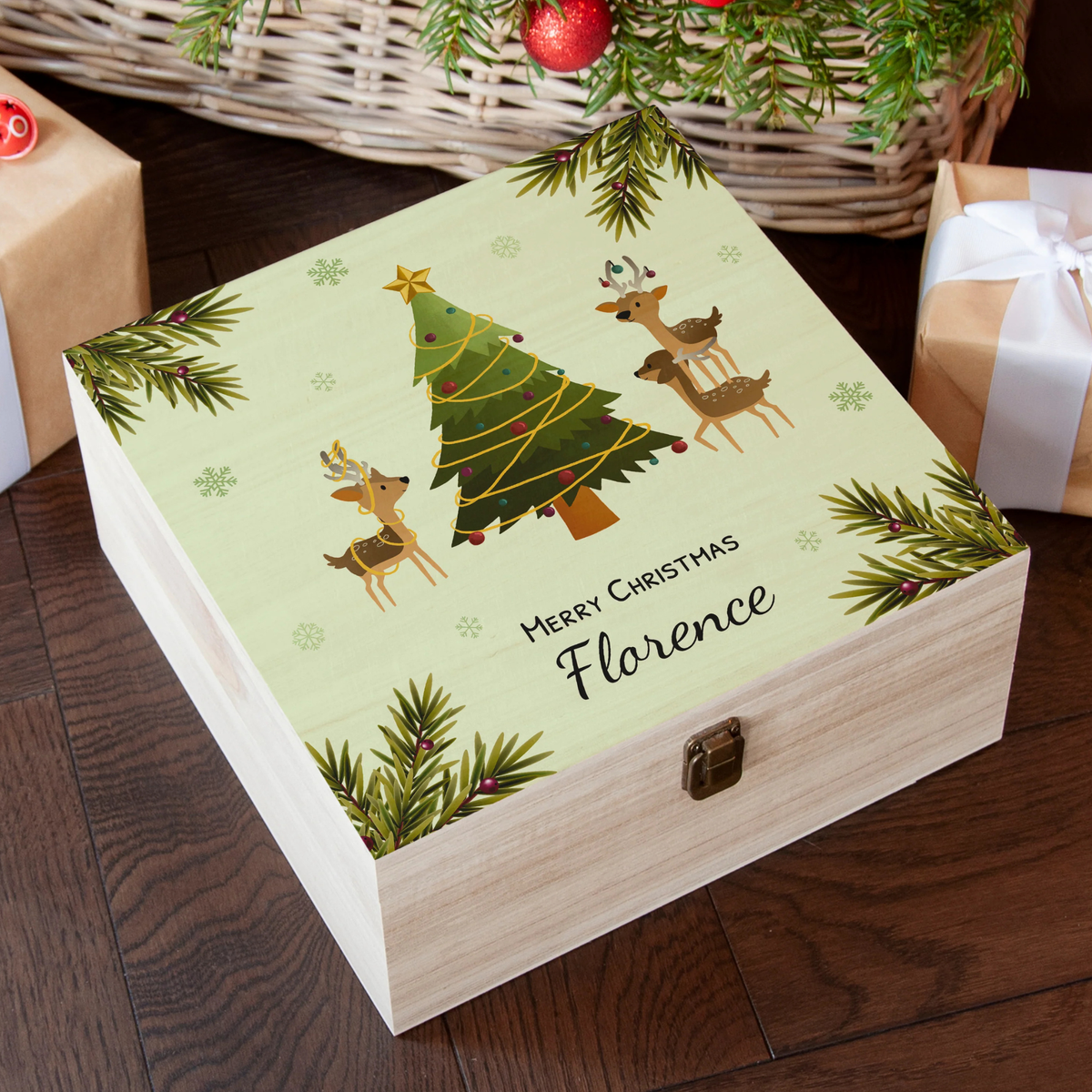 Personalised Playing Reindeers Christmas Eve Box