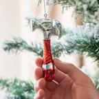 Red and Silver Hammer Glass Christmas Bauble