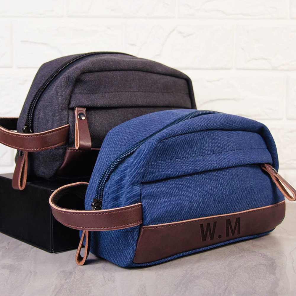 Personalised Denim Wash Bag for Him