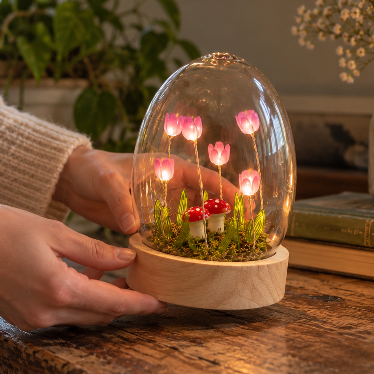 Flower Dell LED Glass Dome Light